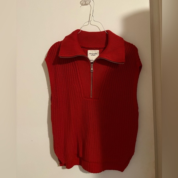 Abercrombie, red quarterzip sweater vest - Picture 1 of 2